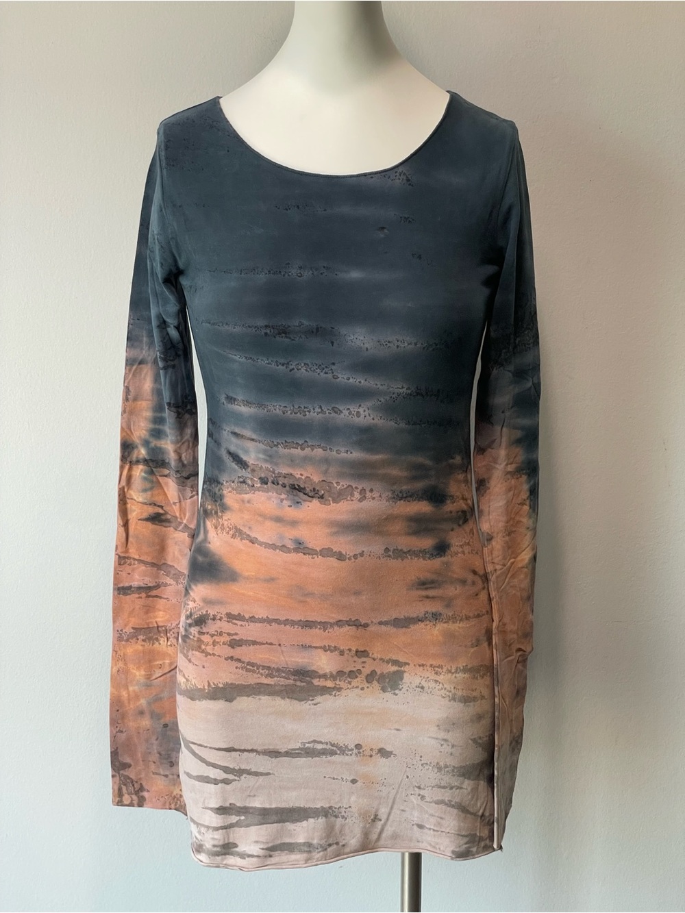 Hard Tail Black and Peach Ombre Long Sleeve Dress